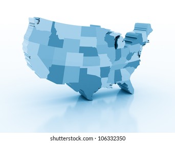 United States Of Ameria 3d Map