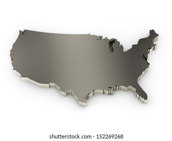 united states of america 3d metal map