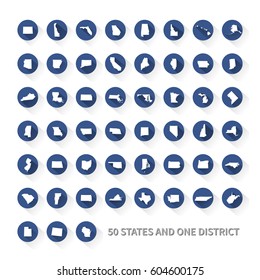 United States Of America 50 States And 1 Federal District. US States Map.