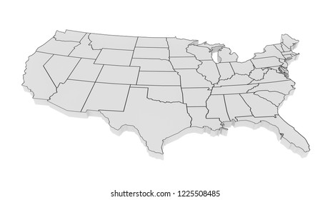 Grey United States Map Images - United States America Gray 3d 260nw 1225508485