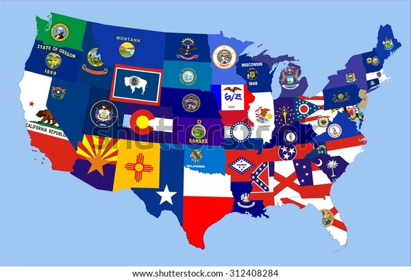 United States America Republic Flag Map Stock Illustration 312408284