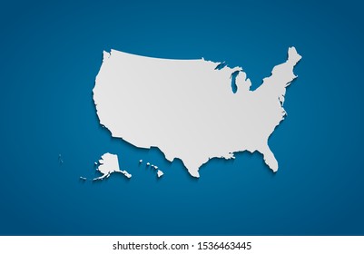 United States of America vector 3D map on blue gradient background. 