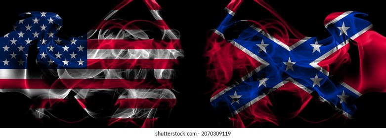Estados Unidos de América contra Estados Unidos de América, América, Estados Unidos, Estados Unidos, Estados Unidos, Estados Unidos de América, la Marina Confederada Jack fuma banderas colocadas lado a lado