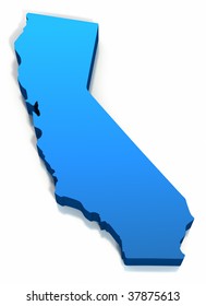 United States California Map Outline On A White Background. Clipping Path Included.