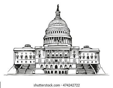 United States Capitol Building Hand Drawn Stock Illustration 474242722 ...