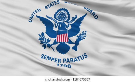 United States Coast Guard Flag, Closeup View, 3D Rendering