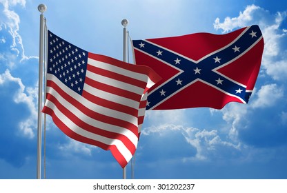 United States Confederate States Flags Flying Stock Illustration 