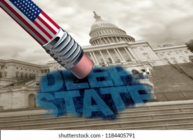 United States Deep State And American Secret Politics Concept And United States Political Conspiracy Symbol Of A Secretive Underground Government Bureaucracy With 3D Illustration Elements.