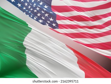 United States Flag With Abstract Italy Flag Illustration 3D Rendering (3D Artwork)