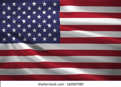 United States Flag Blowing In The Wind. Background Texture.