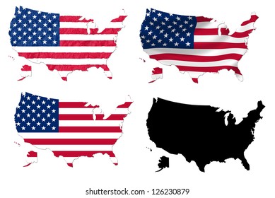 United States Flag Over Map Collage: ilustración de stock 126230879