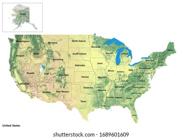 United States Geography Map (3D Illustration)