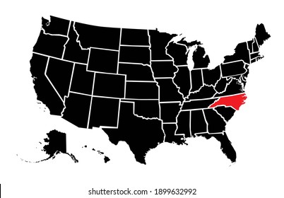 United States highlighted plain map of  north carolina