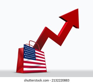 United States inflation and Rising interest rates finance and inflationary economic concept as a spike in gas and oil prices  or a rise in consumer cost as a 3D illustration.