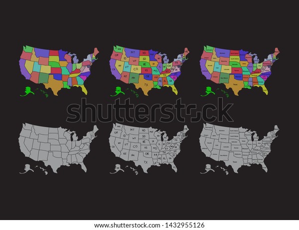 united states map, USA divided maps with names\
illustration\
design