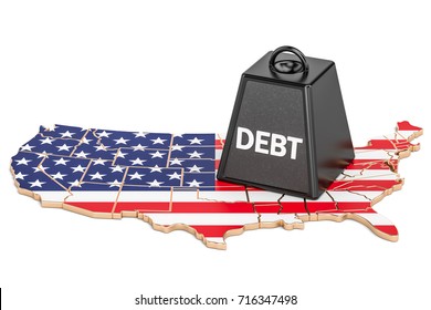 United States National Debt Or Budget Deficit, Financial Crisis Concept, 3D Rendering