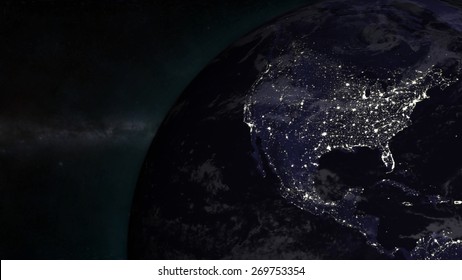 United States - North American Night (Elements of this image furnished by NASA)