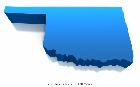 United States Oklahoma Map Outline on a white background. Clipping path included.
