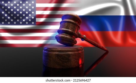 United States Sanctions On Russia. Russia–United States Relations. 3d Illustration.