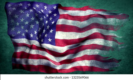 United States Torn Flag 3d Render