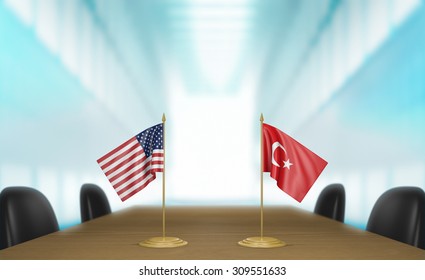 United States And Turkey Relations And Trade Deal Talks 3D Rendering