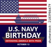 The United States or U.S. Navy Birthday. October 13. Holiday concept, banner, card, poster with text inscription. Illustration - 
Logo of U.S. Navy Birthday.