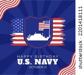 The United States or U.S. Navy Birthday. October 13. Holiday concept, banner, card, poster with text inscription. Illustration Logo of U.S. Navy Birthday.