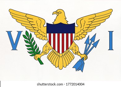 United States Virgin Islands National Fabric Flag, Textile Background. Symbol Of Unincorporated Territory Of The United States.