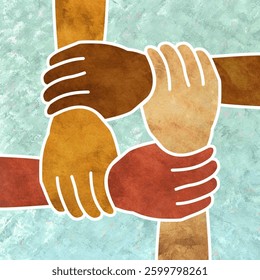 Unity in Diversity: Hands of Different Colors Holding Each Other