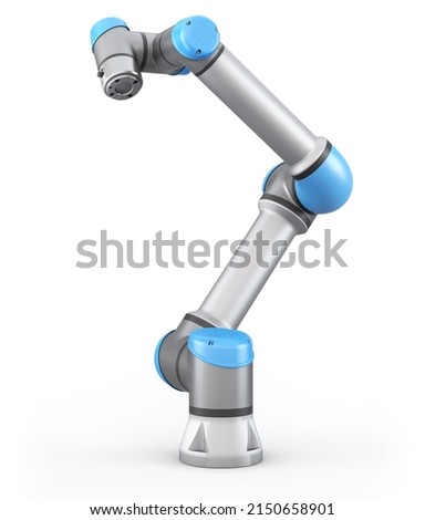Universal robots. Automatic robotic arm on white background. Collaborative robot. Cobot. 3d render