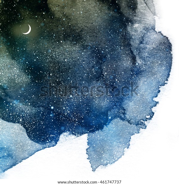 Universe Filled Stars Moon Watercolor Stock Illustration 461747737 ...
