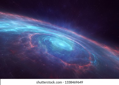 Universe with a spiral spinning galaxy in the center