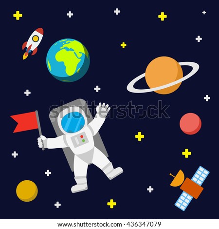 universe template background spaceman satellite outer stock