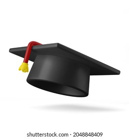 University Graduation Cap Mortar Board 3d Illustration Rendering Icon Isolated