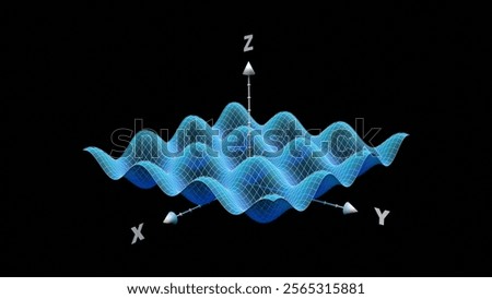 university level math, morphing parametric surfaces three dimension graphs 3d illustration background. Can be used to represent calculus math, lineal algebra or engineering xyz equations