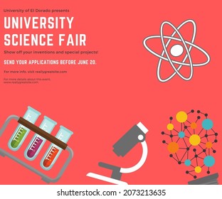 University Science Fair Poster  Which Can Be Used For Science Event At Any Educational Institution.