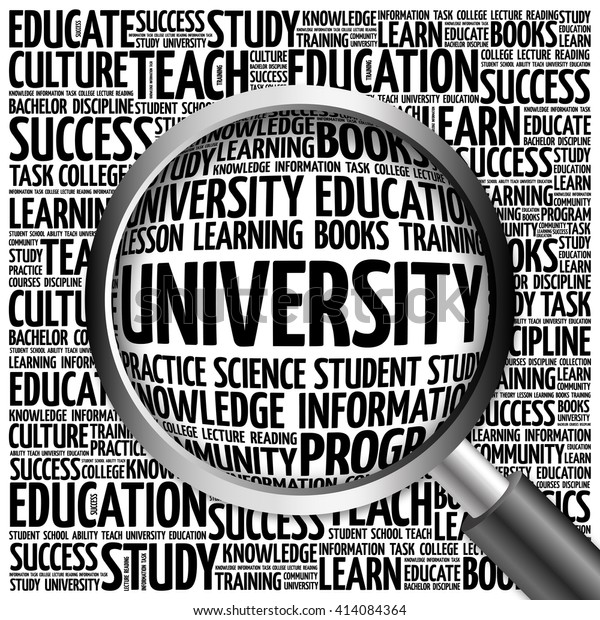 University Word Cloud Magnifying Glass Concept 스톡 일러스트 414084364