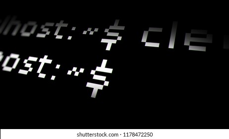 Unix Command Prompt With Cursor Blink On Computer Screen. 
