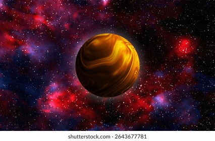 Unknown planet from outer space. Space nebula. Cosmic cluster of stars. Outer space background. 3D Illustration,