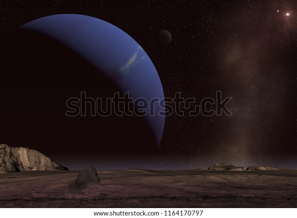 Unknown\
planet. Space exploration.  3D\
Illustration.