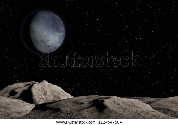 Unknown planet, stars and nebula in outer\
space. 3d\
illustration.