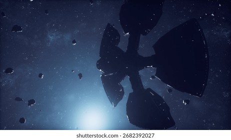 unknown UFO glides through the boundless void of outer space