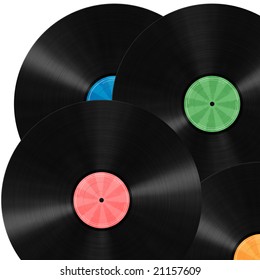 Unlabeled vinyl records illustration with colorful label