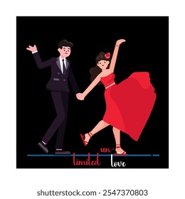 Unlimited Love" Romantic Couple Dance Illustration - Vector Graphic Design - Powered by Shutterstock