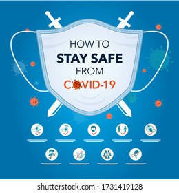 Unlock Time, Wear Mask And Keep Social Distancing. Stay Safe, Boost Your Immunity System Stop Coronavirus (COVID-19) Protection Guidelines