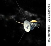Unmanned spacecraft similar to the Cassini Huygens orbiter satellite, with the isolation path included in the 3D illustration.