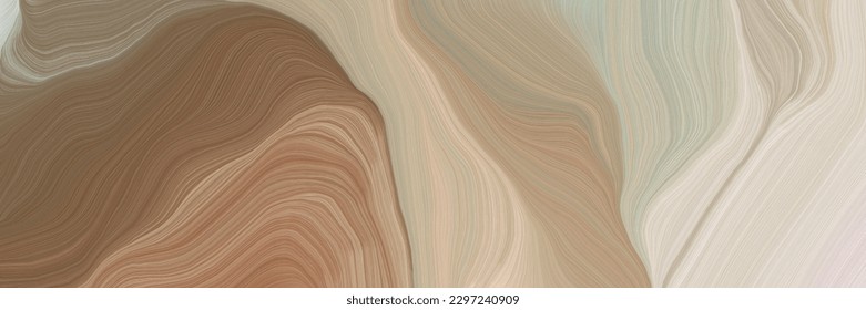 unobtrusive header with elegant curvy swirl waves background design with rosy brown, light gray and pastel brown color. Ilustração Stock