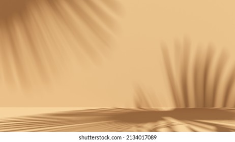 Unobtrusive natural pastel background with shadows on the wall, exterior - 3d render. Botanical empty podium with shadows from plants, palms, trees for product presentation, advertising. - Shutterstock ID 2134017089