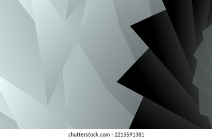 Unusual Abstract Background Or First Screen For A Website With A Geometric Triangular Pattern In Gradient Grey, Black And White Colors.