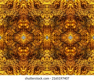 Unusual Texture, Gold, Orange, Yellow Color, Folds, Wrinkles, Protrusions, Layers, Non-uniform Uneven Surface, Beautiful Pattern.  Abstract Paint Concept Symmetric, Ornamental Decorative, Phone Case.